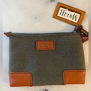 NWT MaggiB by Ganz Loden Green Pebbled Wristlet Coin Purse leather